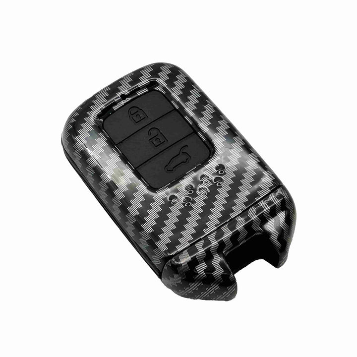 Honda Civic Plastic Protection Key Cover Carbon Fiber With Black PVC 3 Buttons - Model 2016-2021