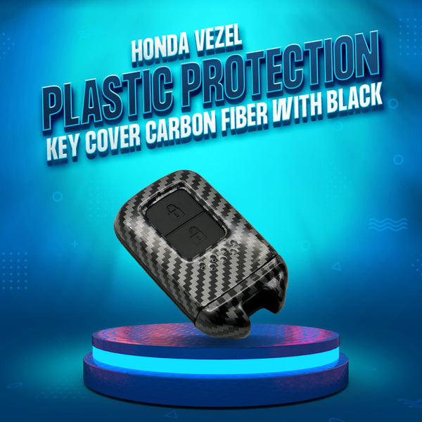 Honda Vezel Plastic Protection Key Cover Carbon Fiber With Black PVC 2 Buttons- Model 2013-2021