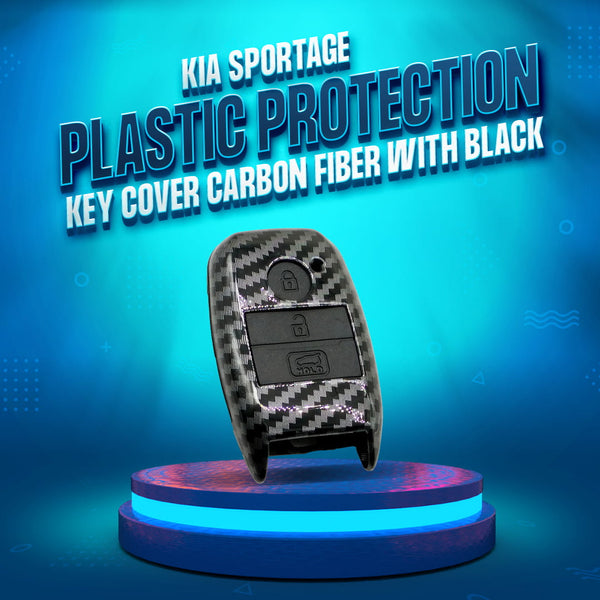 KIA Sportage Plastic Protection Key Cover Carbon Fiber With Black PVC 3 Buttons - Model 2019 -2021