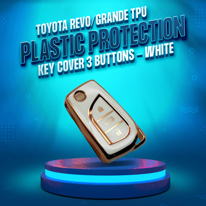 Toyota Revo/Rocco Grande TPU Plastic Protection Key Cover 3 Buttons - White