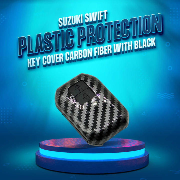 Suzuki Swift Plastic Protection Key Cover Carbon Fiber With Black PVC 2 Buttons - Model 2022-2023