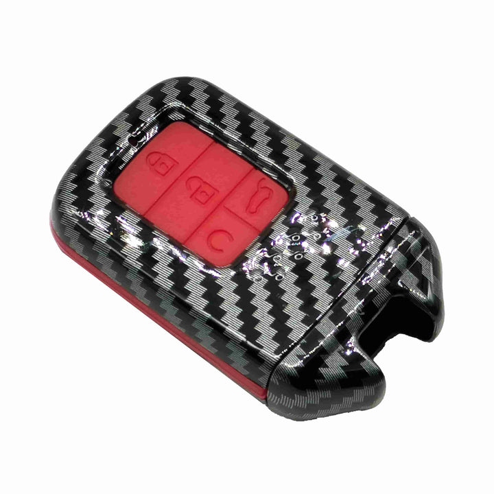 Honda Civic Plastic Protection Key Cover Carbon Fiber With Red PVC 4 Buttons - Model 2016-2021