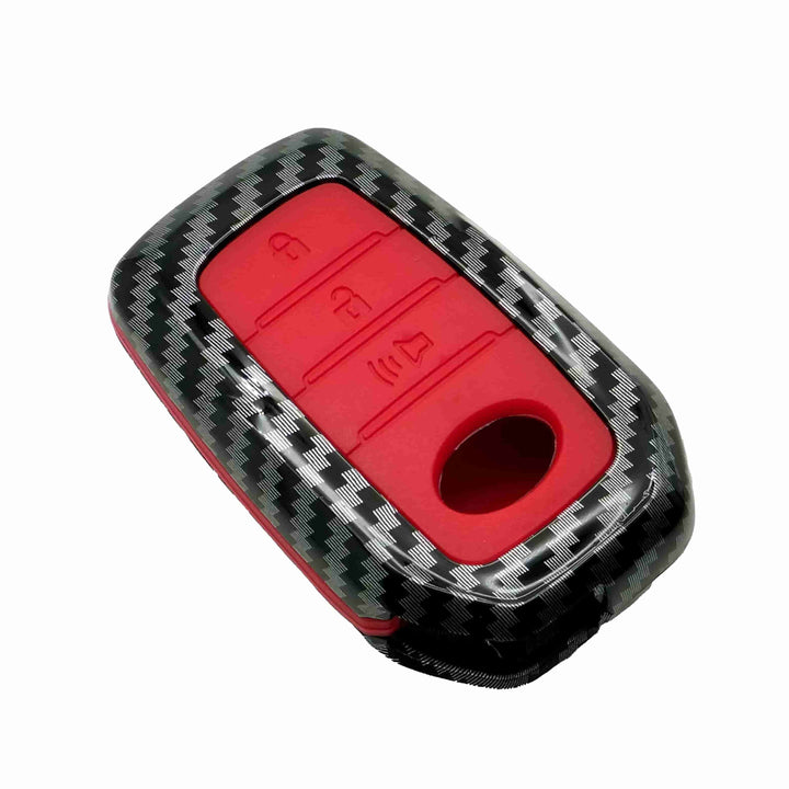 Toyota Hilux Revo/Rocco Plastic Protection Key Cover Carbon Fiber With Red PVC 3 Buttons