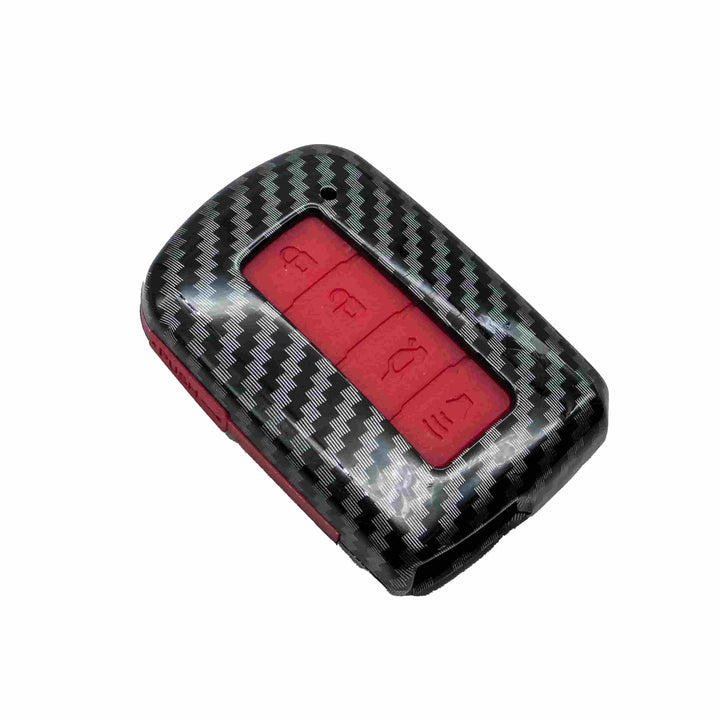Toyota Corolla Grande Plastic Protection Key Cover Carbon Fiber With Red PVC 4 Buttons  - Model 2017-2021