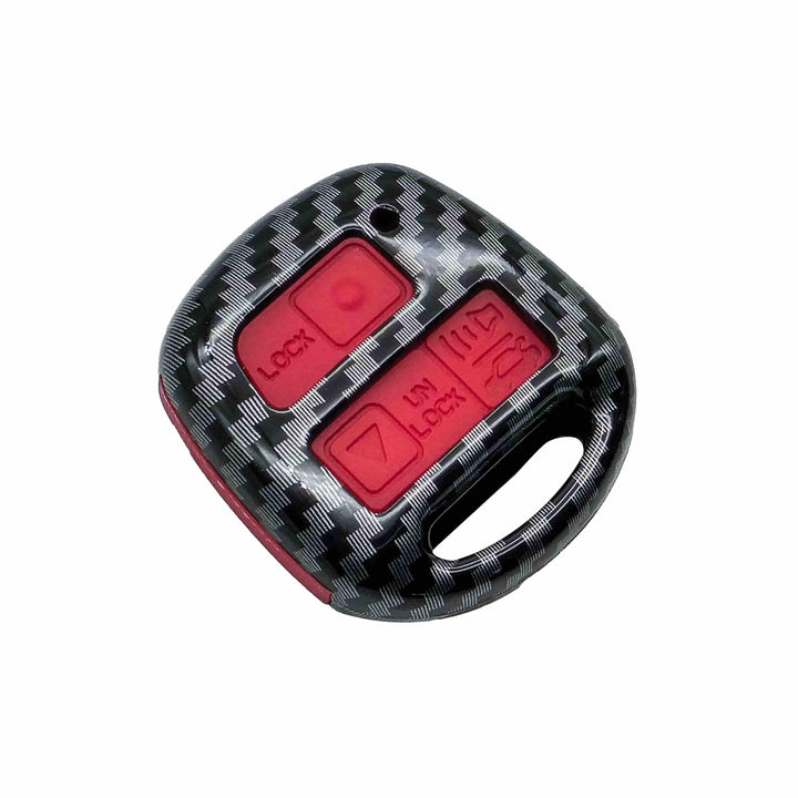 Toyota Corolla Plastic Protection Key Cover Carbon Fiber With Red 3 Buttons - Model 2006-2008