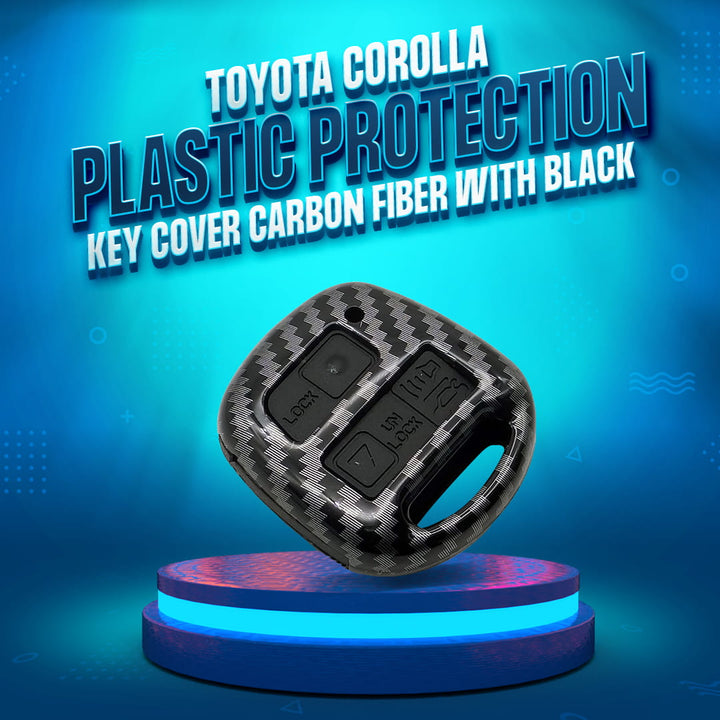 Toyota Corolla Plastic Protection Key Cover Carbon Fiber With Black PVC 3 Buttons - Model 2006-2008