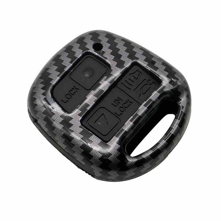 Toyota Corolla Plastic Protection Key Cover Carbon Fiber With Black PVC 3 Buttons - Model 2006-2008