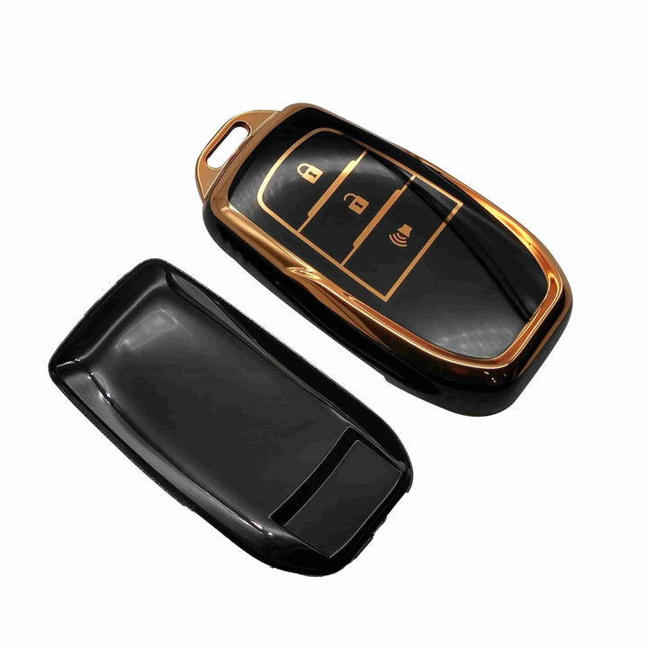 Toyota Hilux Revo/Rocco TPU Plastic Protection Key Cover Black With Golden 3 Buttons