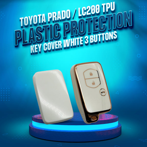 Toyota Prado / LC200 TPU Plastic Protection Key Cover White 3 Buttons - Model 2009 - 2021