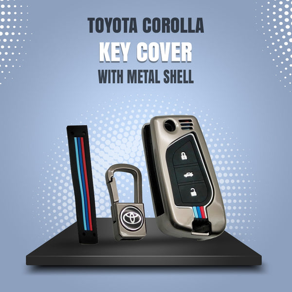 Toyota Corolla Key Cover With Metal Shell - Model 2014-2021