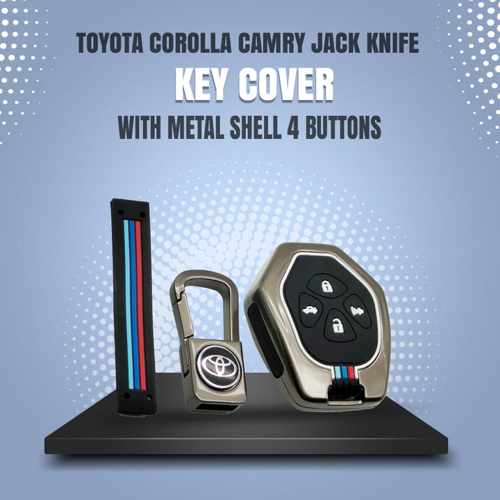 Toyota Corolla Camry Jack Knife Key Cover  With Metal Shell 4 Buttons - Model 2009-2013