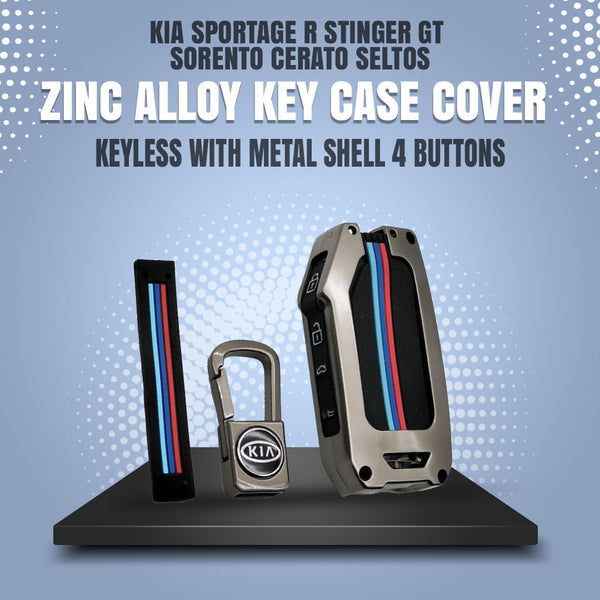 Kia Sportage R Stinger GT Sorento Cerato Seltos Zinc Alloy Key Case Cover Keyless With Metal Shell 4 Buttons