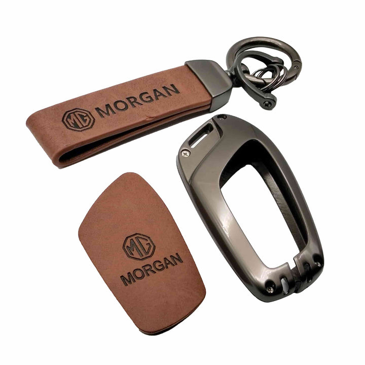 MG HS Metal Key Shell with Brown Luxury Logo Key Chain 3 Buttons