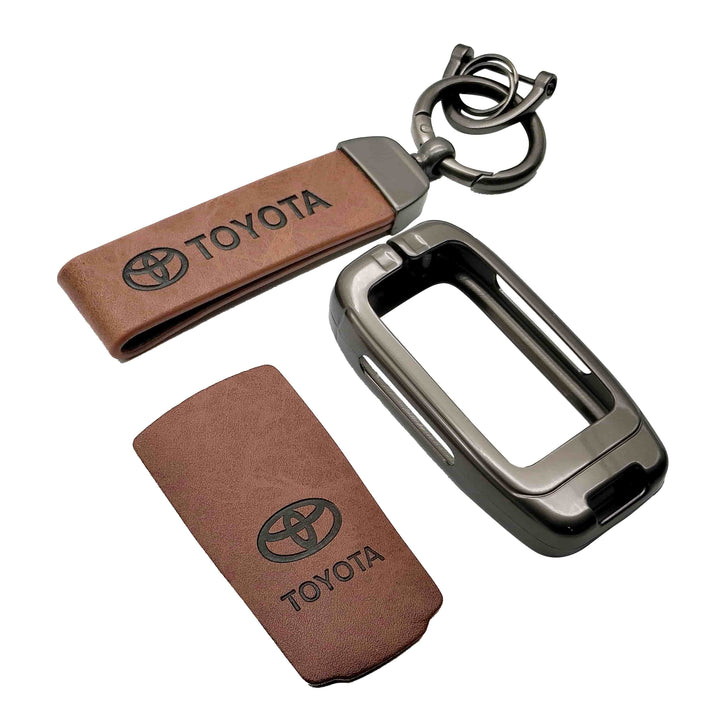 Toyota Prado / LC200 Metal Key Shell with Brown Luxury Logo Key Chain - Model 2009 - 2021