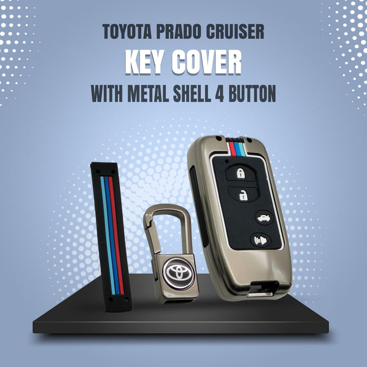 Toyota Prado Cruiser Key Cover With Metal Shell 4 Buttons - Model 2009-2021