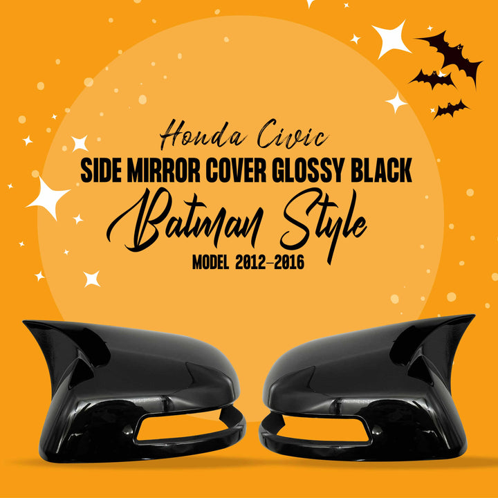 Honda Civic Side Mirror Cover Glossy Black Batman Style - Model  2012-2016