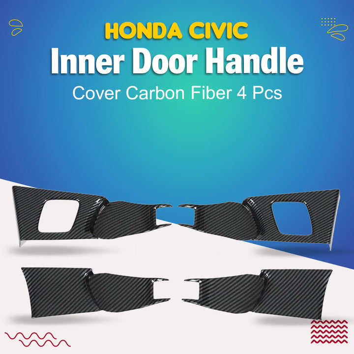 Honda Civic Inner Door Handle Cover Carbon Fiber 4 Pcs - Model 2022-2023