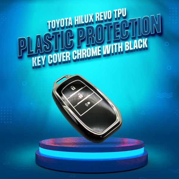Toyota Hilux Revo/Rocco TPU Plastic Protection Key Cover Chrome With Black 3 Buttons