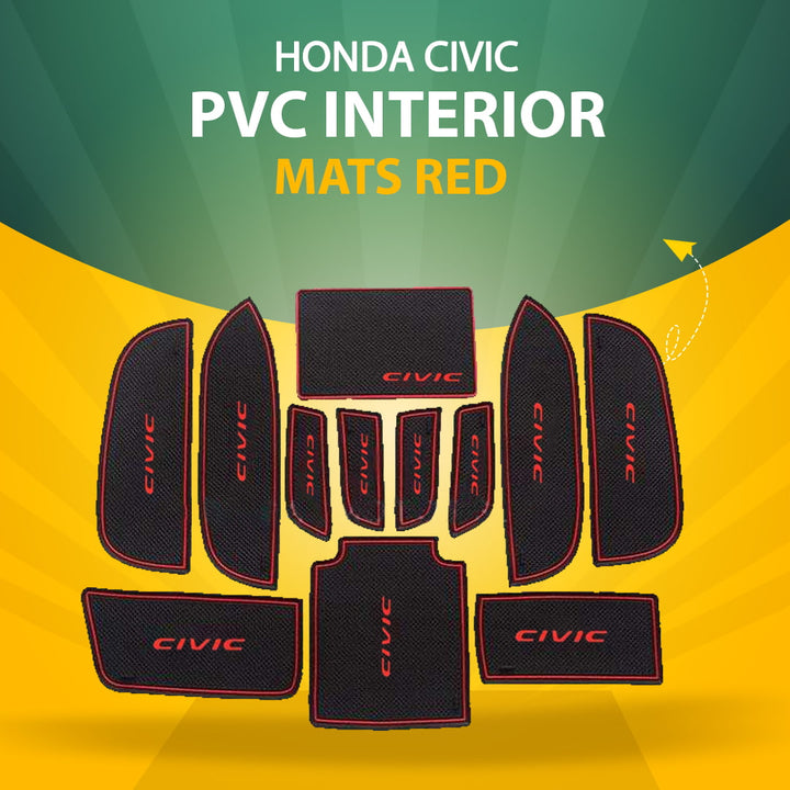 Honda Civic PVC Interior Mats Red - Model 2012-2016