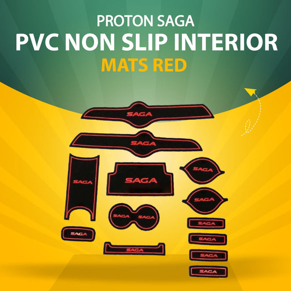 Proton Saga PVC Non Slip Interior Mats Red - Model 2021-2024