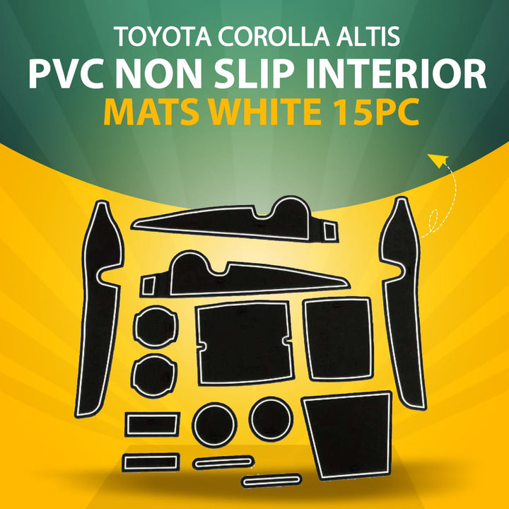 Toyota Corolla Altis PVC Non Slip Interior Mats White15PC - Model 2019-2022