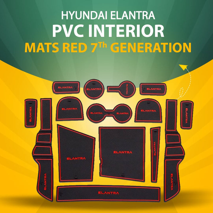 Hyundai Elantra PVC Interior Mats Red 7th Generation