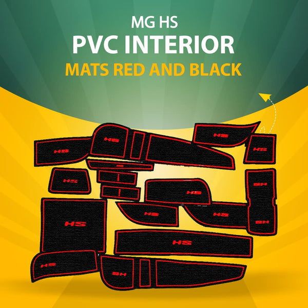 MG HS PVC Interior Mats Red and Black - Model 2020-2021