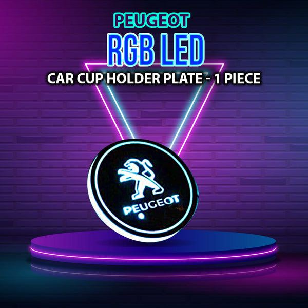 Peugeot RGB LED Car Cup Holder Plate - 1 Piece