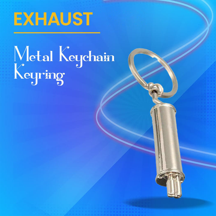 Exhaust Metal Keychain Keyring Chrome
