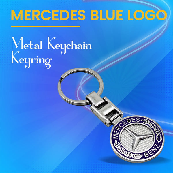 Mercedes Blue Metal Keychain Keyring