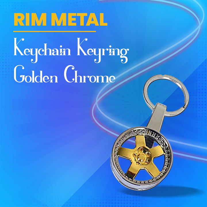 Rim Metal Keychain Keyring Golden Chrome
