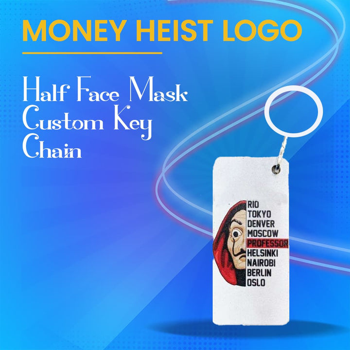 Money Heist (La casa de papel) Half Face Mask Custom Key Chain White