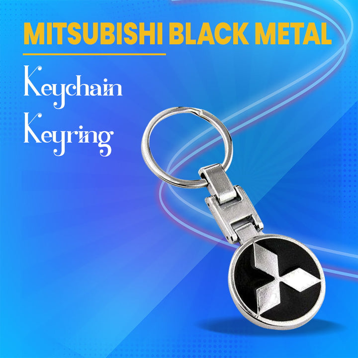 Mitsubishi Black Metal Keychain Keyring