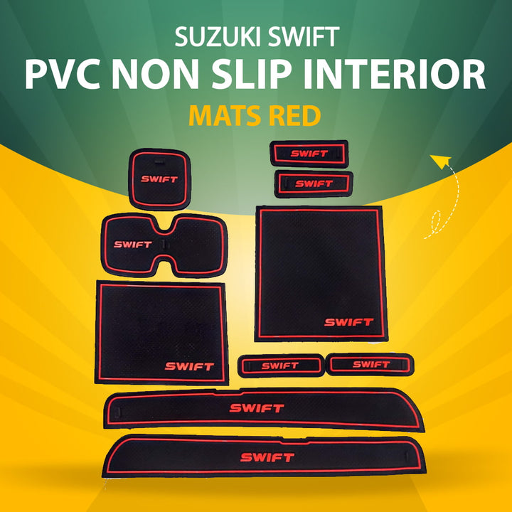Suzuki Swift PVC Non Slip Interior Mats Red - Model 2010-2018