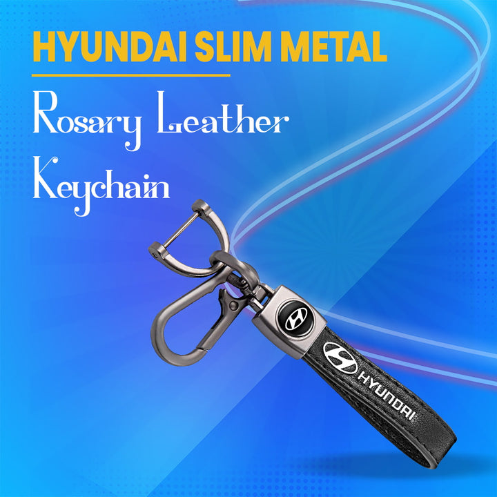 Hyundai Slim Metal Rosary Leather Keychain