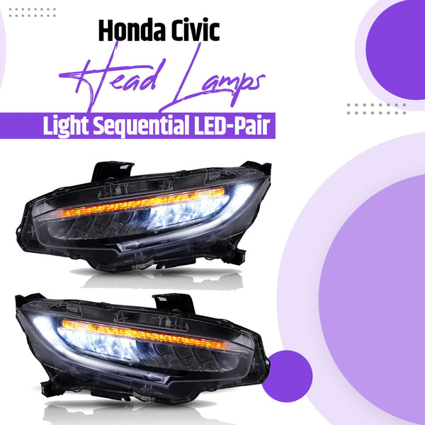 Honda Civic Sequential LED Head Lamps Light Pair- Model 2016-2021