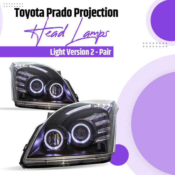 Toyota Prado Projection Head Lamps Light Version 2 Pair - Model 2002-2009