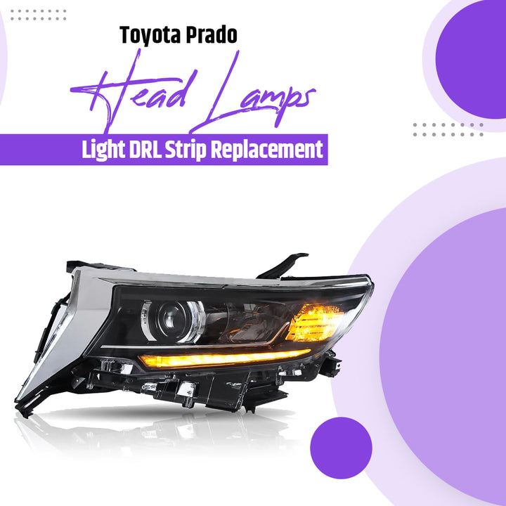 Toyota Prado Head Lamps Light DRL Strip Replacement - Model 2009-2021