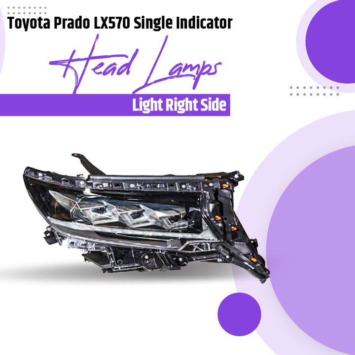 Toyota Prado LX570 Single Indicator Head Lamps Light Right Side- Model 2009-2021