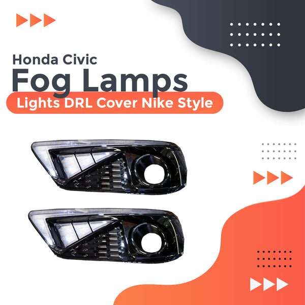 Honda Civic Fog Lamps Lights DRL Cover Nike Style - Model 2016-2021