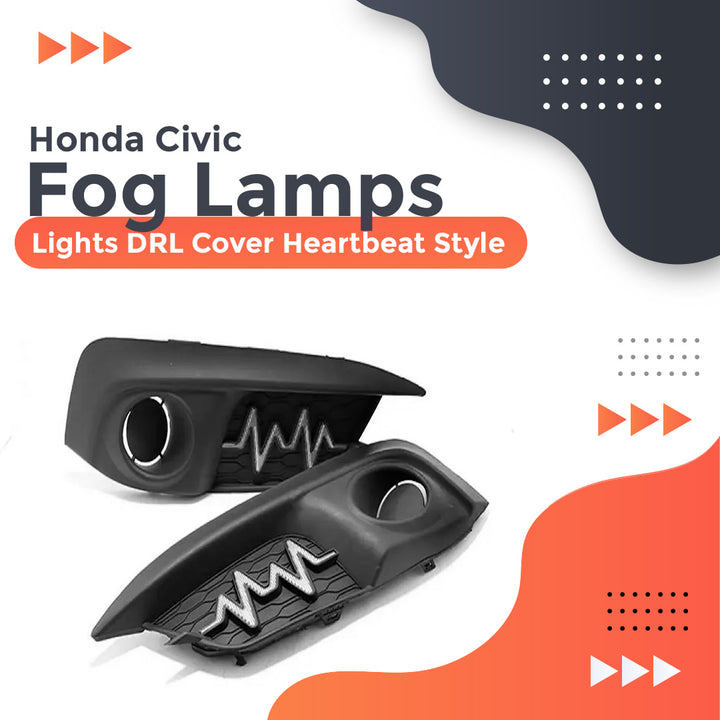 Honda Civic Fog Lamps Lights DRL Cover Heartbeat Style - Model 2016-2021