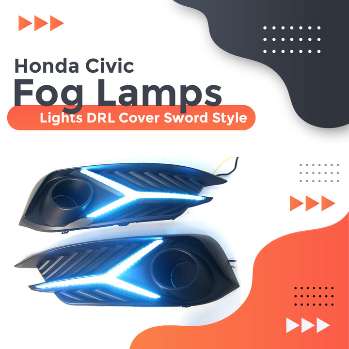 Honda Civic Fog Lamps Lights DRL Cover Sword Style - Model 2016-2021