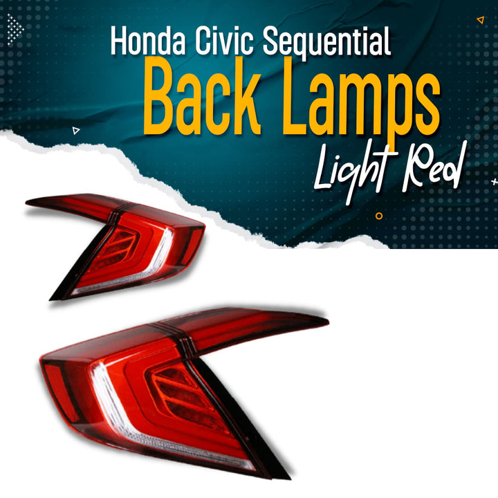 Honda Civic Sequential Back Lamps Light Red - Model 2016-2021