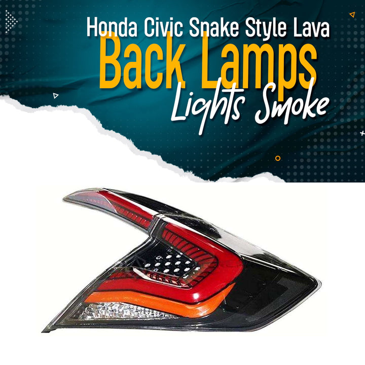 Honda Civic Snake Style Lava Back Lamps Lights Smoke- Model 2016-2021