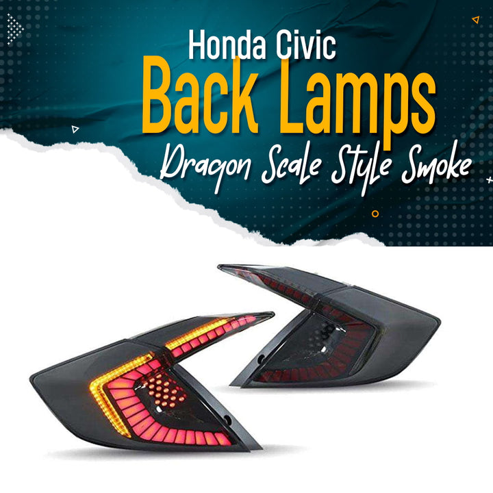 Honda Civic Back Lamps Dragon Scale Style Smoke - Model 2016-2021