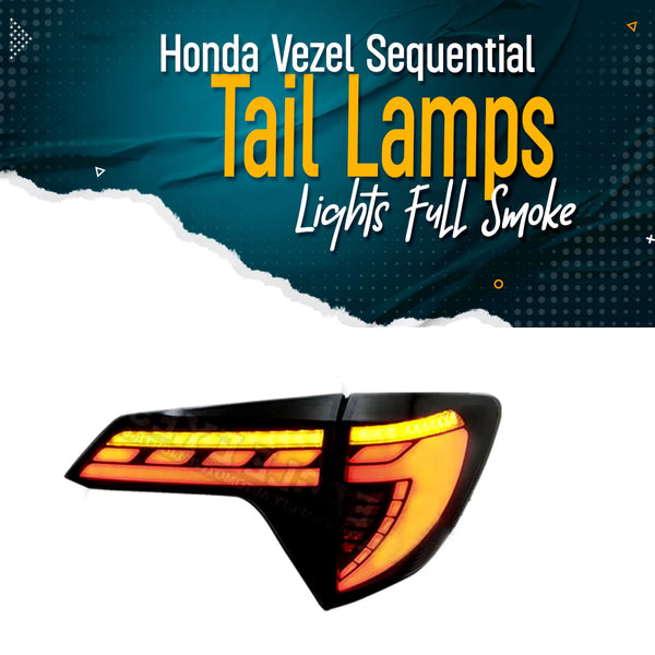 Honda Vezel Sequential Back Lamps Lights Full Smoke - Model 2013-2022