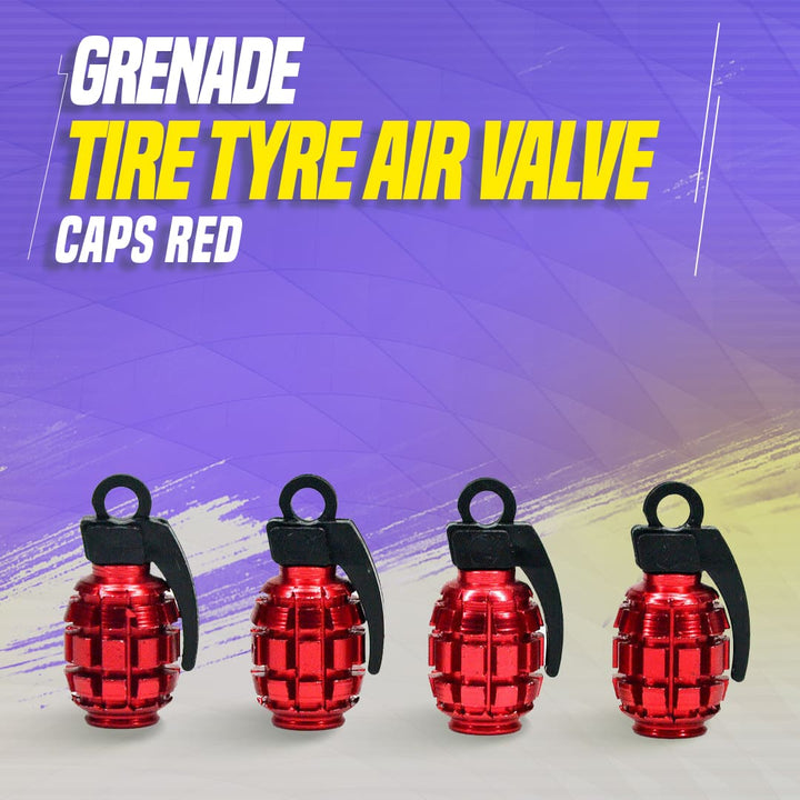 Grenade Tire Tyre Air Valve Nozzle Caps Red