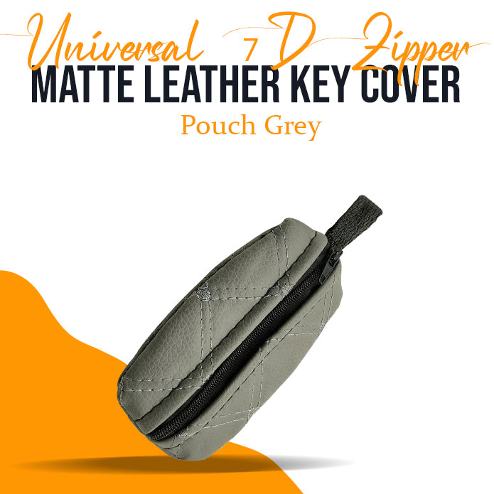 Universal 7D Zipper Matte Leather Key Cover Pouch Grey