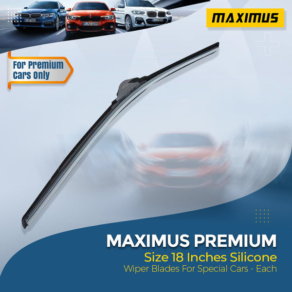 Maximus Premium Size 18 Inches Silicone Wiper Blades For Special Cars - Each