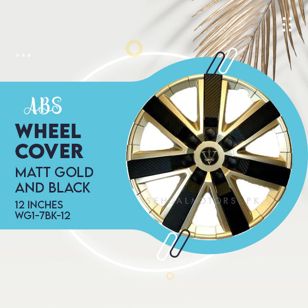 Wheel Cups / Wheel Covers ABS Matt Gold And Black 12 Inches WG1-7BK-12